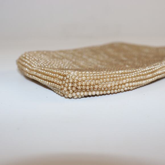 Vintage Pearl Beaded Clutch Purse Evening Bag with Zipper - Picture 4 of 5
